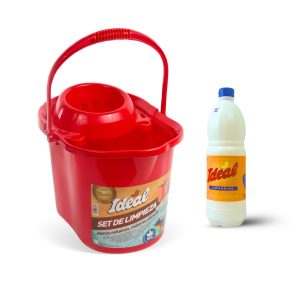 Balde Oval y Escurridor Ideal 15 Litros + 1L Hipoclorito Ideal