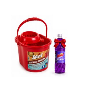 Balde Oval y Escurridor Ideal 15 Litros + 1L Hipoclorito Ideal