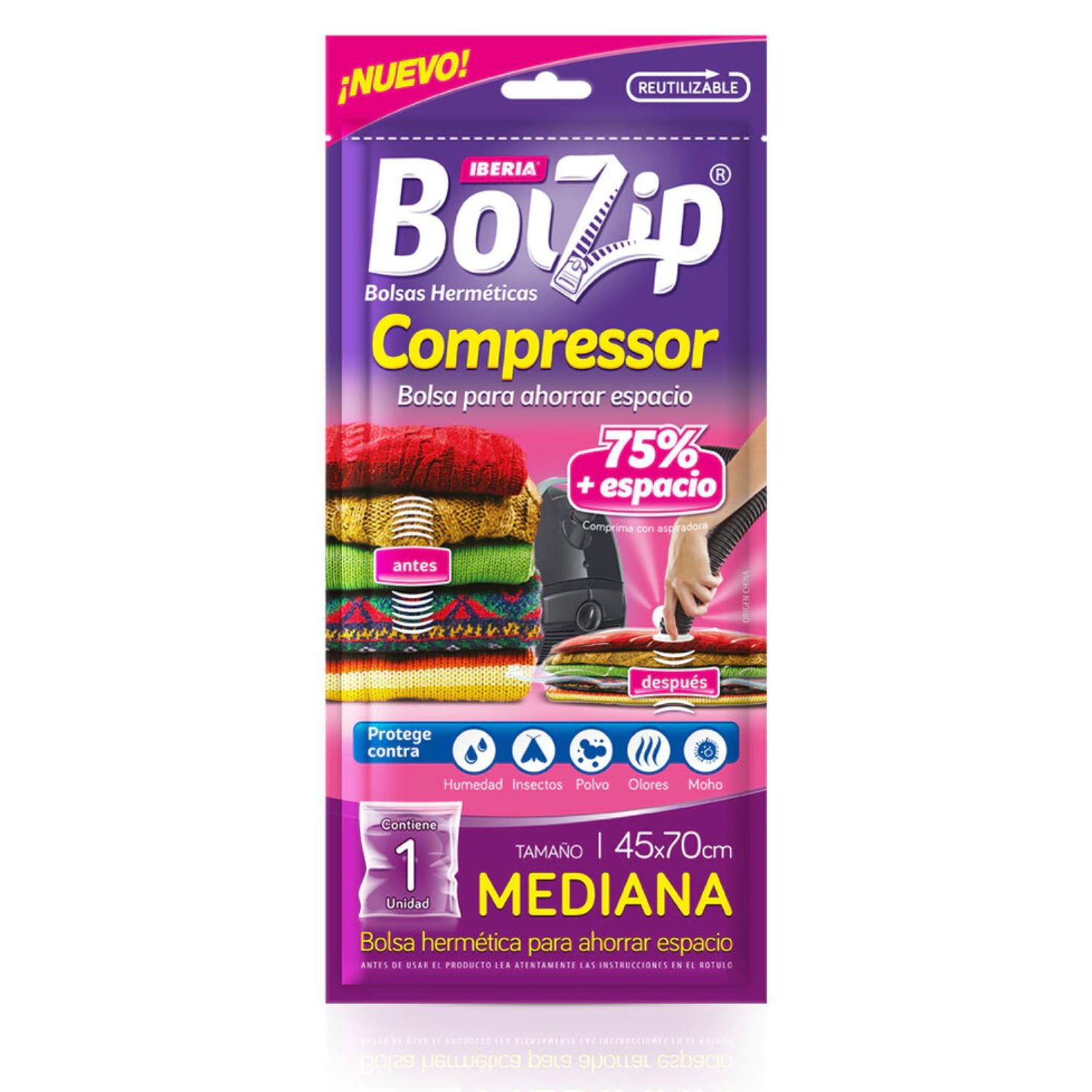 Bolsa Compressor Hermética Mediana (45x70cm) Bolzip
