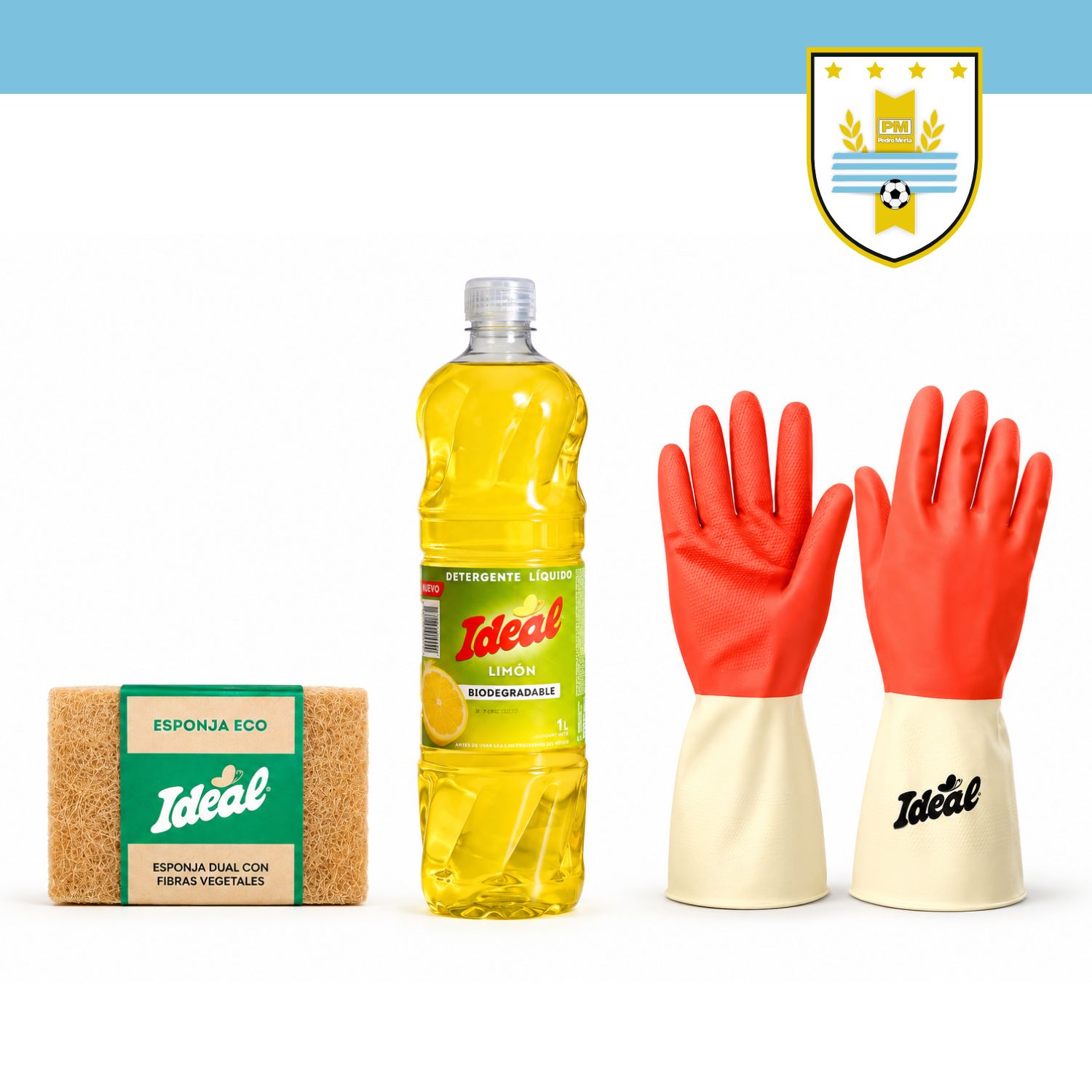 ESPONJA IDEAL FIBRA VEGETAL x2 + DETERGENTE + GUANTES