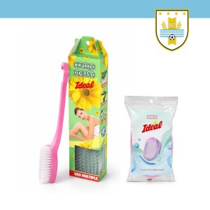 CEPILLO PARA BAÑO DE COLGAR + ESPONJA DE BAÑO OVALADA IDEAL